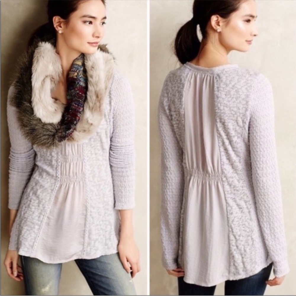 Anthropologie Meadow Rue Arianell smocked gathered long sleeve top Size Small